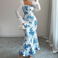 Women's Elegant Floral Print Flare Dress