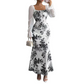 Women's Elegant Floral Print Flare Dress