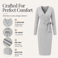 Women's Elegant V-Neck Ribbed Knit Tie-Wrap Dress