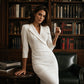Women's V-Neck 3/4 Sleeve Blazer Dress