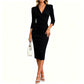 Women's V-Neck 3/4 Sleeve Blazer Dress
