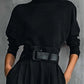 ✨ Effortless Elegance | Women's Turtleneck Top & Belted High-Waist Pants 2-Piece Set