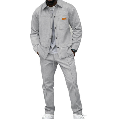🧥👔New Arrivals - Textured Lounge Set for Men with Functional Pockets – Versatile Coordinated Outfit for Commuting or Weekend