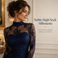⭐Trending Now⭐👗 High-Neck Lace Maxi Dress – Sheer Floral Lace & Sculpted Fit for Effortless Evening Elegance