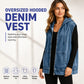 Women's Casual Denim Hooded Vest Jacket