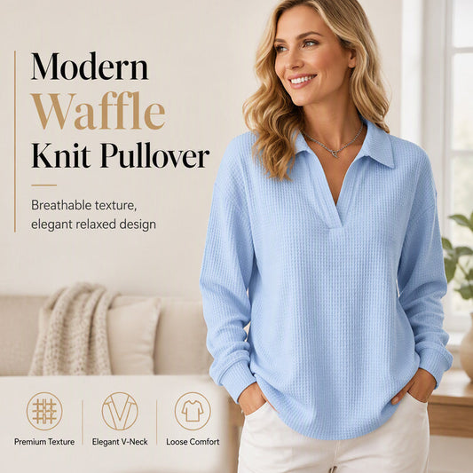 Bestseller🏆🧶 Women's Knit V-Neck Long Sleeve Top
