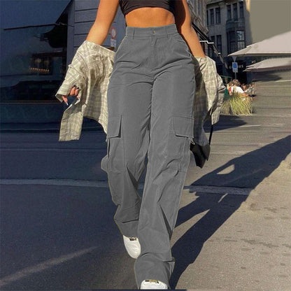 👖 More Pockets, Easy Movement | Women's High-Waist Straight-Leg Cargo Pants
