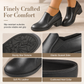 Women's British Style Retro Slip On Mid Block Heel Pumps Plus Size Chunky Heel Low Top Shoes