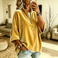 Women's 3/4 Sleeve Half-Zip Velvet Top
