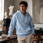 Men's Casual Half-Zip Corduroy Hoodie