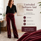 Must-Have🔥👖 High-Waist Velvet Wide-Leg Pants – Soft Drape