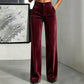 Must-Have🔥👖 High-Waist Velvet Wide-Leg Pants – Soft Drape