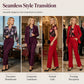 ✨ Executive Elegance | Women's Tailored Blazer, Floral Top & Trousers 3-Piece Suit Set