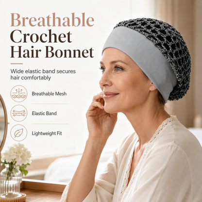 🌿 Breathable Comfort, Stay-Put Fit | Women's Wide-Band Mesh Hair Cover
