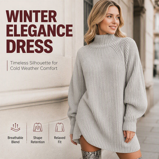 🍂Autumn Hot Sale 🔥Women's Cozy Turtleneck Knit Sweater Dress