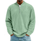 Men's Corduroy Quarter-Zip Pullover Sweatshirt Casual Stand Collar Long Sleeve Top