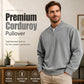 Men's Corduroy Quarter-Zip Pullover Sweatshirt Casual Stand Collar Long Sleeve Top