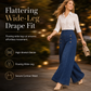 High Waisted Wide Leg Stretch Denim Jeans with Decorative Buttons