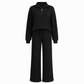 Women's Knitted Half-Zip Mock Neck Pullover & Wide-Leg Pants 2-Piece Set, Thick Ribbed Knit Matching Outfit For Winter Warmth
