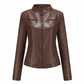 Women's Faux Leather Biker Lightweight Short Motorcycle Coat for Spring and Autumn