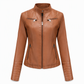 Women's Faux Leather Biker Lightweight Short Motorcycle Coat for Spring and Autumn