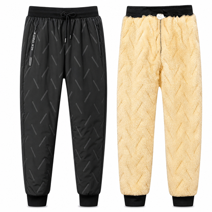 Unisex Loose Fit Sherpa Fleece Lined Joggers Warm Winter Casual Pants with Zipper Pockets