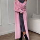 Women's Faux Mink Fleece Long Cardigan Sweater Fluffy Oversized Knit Coat for Autumn and Winter