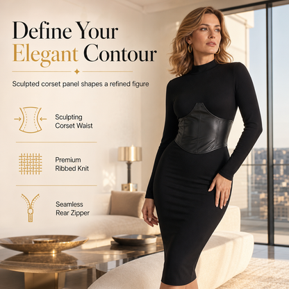 Sculpted Waist, Elegant Curve – Women's Ribbed Bodycon Dress ✨