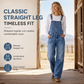 👖Women's Stretchy Denim Overalls Wide Leg Jumpsuit with Adjustable Straps