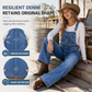 👖Women's Stretchy Denim Overalls Wide Leg Jumpsuit with Adjustable Straps