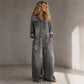 Women's Vintage Collared Denim Jumpsuit