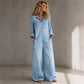 Women's Vintage Collared Denim Jumpsuit