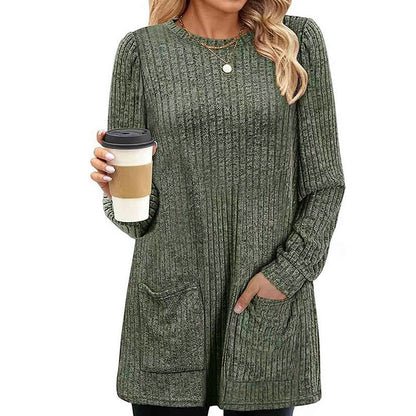 Women's Cozy Mid-Length Ribbed Knit Top