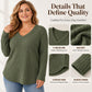 Women's Plus Size Ribbed Brushed Long Sleeve Top