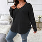 Women's Plus Size Ribbed Brushed Long Sleeve Top