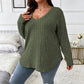 Women's Plus Size Ribbed Brushed Long Sleeve Top