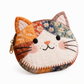 🎁Christmas Hot Sale🐱Cute Patchwork Cat Coin Purse, Handmade Fabric Kitten Mini Pouch, Portable Card Holder for Girls
