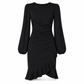 Women's Solid Color Puff Sleeve Bodycon Dress