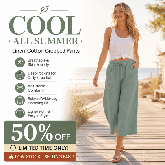 Trending Now⭐💃 Versatile Cropped Pants with Drawstring & Pockets – Flattering Drape in 5 Classic Colors