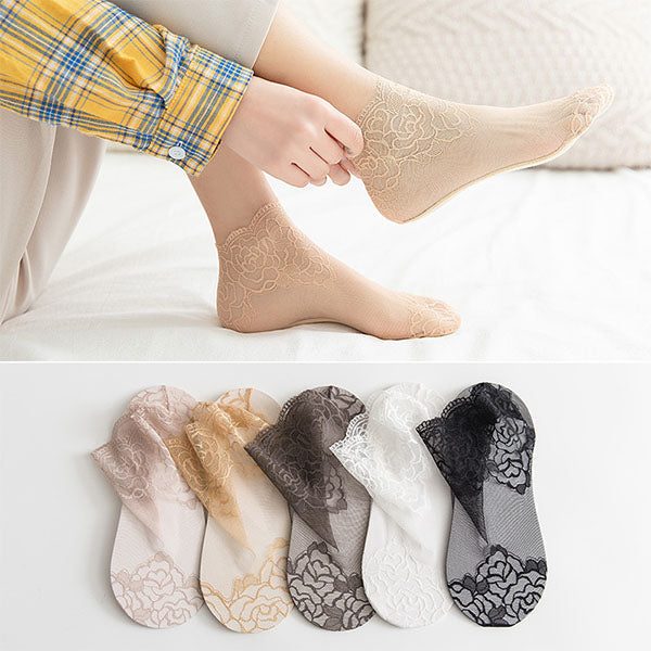 Ladies Fashion Lace Socks(5 pairs)-7