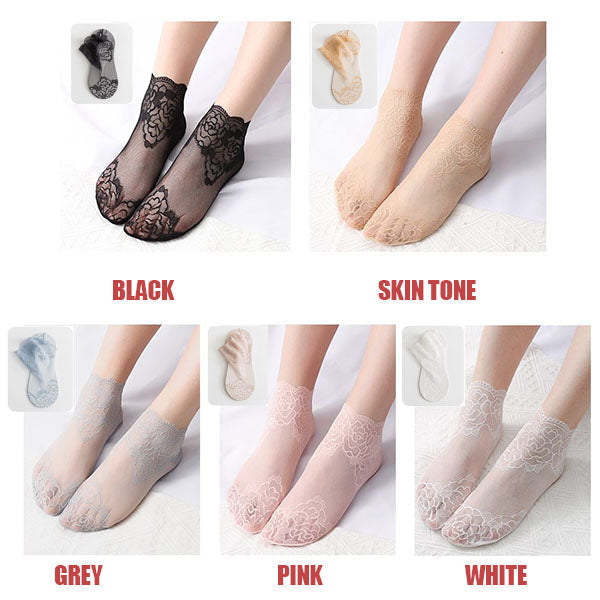 Ladies Fashion Lace Socks(5 pairs)-9