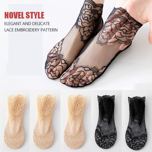 Ladies Fashion Lace Socks(5 pairs)-8