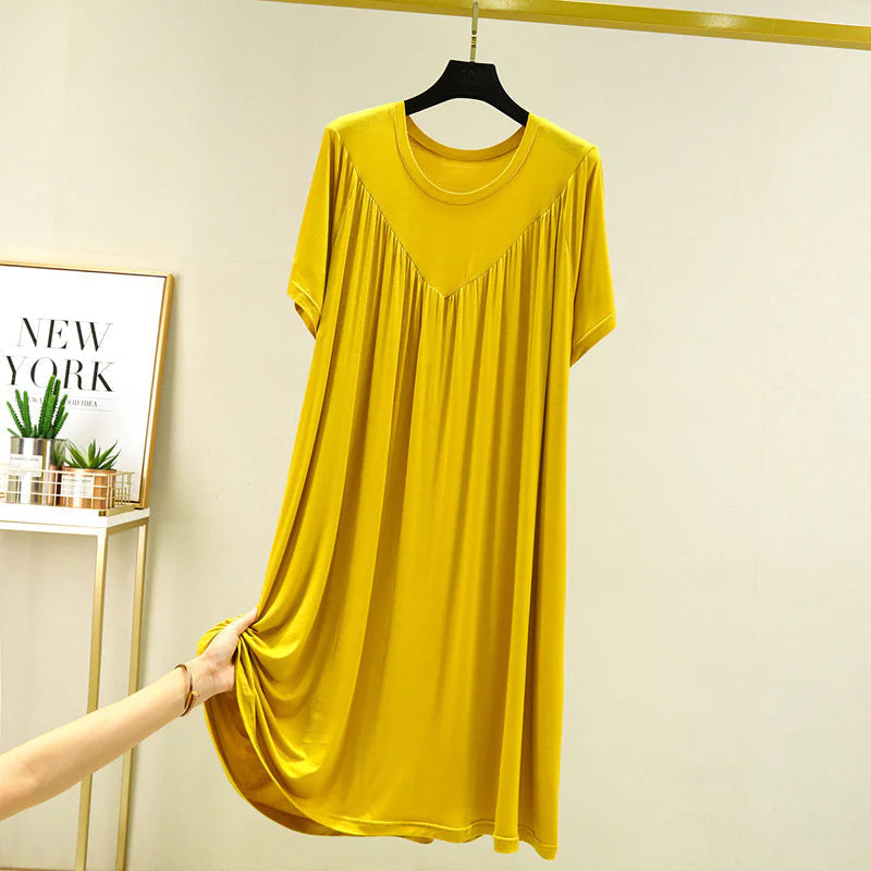 (LAST DAY 50% OFF) Super Soft Comfortable Short Sleeve Loose Pajama Dress-13