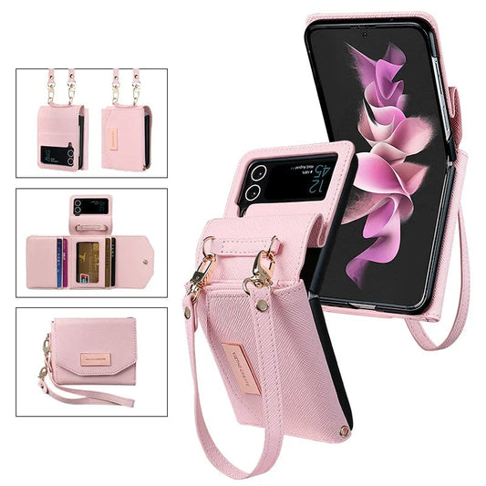 Travel Folding Wallet Case Leather Card Holder Cover for Samsung Flip3 5G/ Flip4
