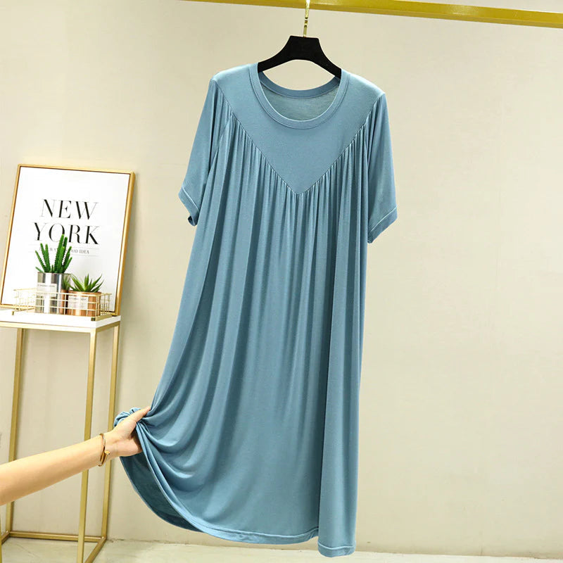 (LAST DAY 50% OFF) Super Soft Comfortable Short Sleeve Loose Pajama Dress-16